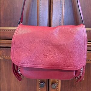 Rare! Coach Dakotah whipstitch Fringe flap crossbody bag